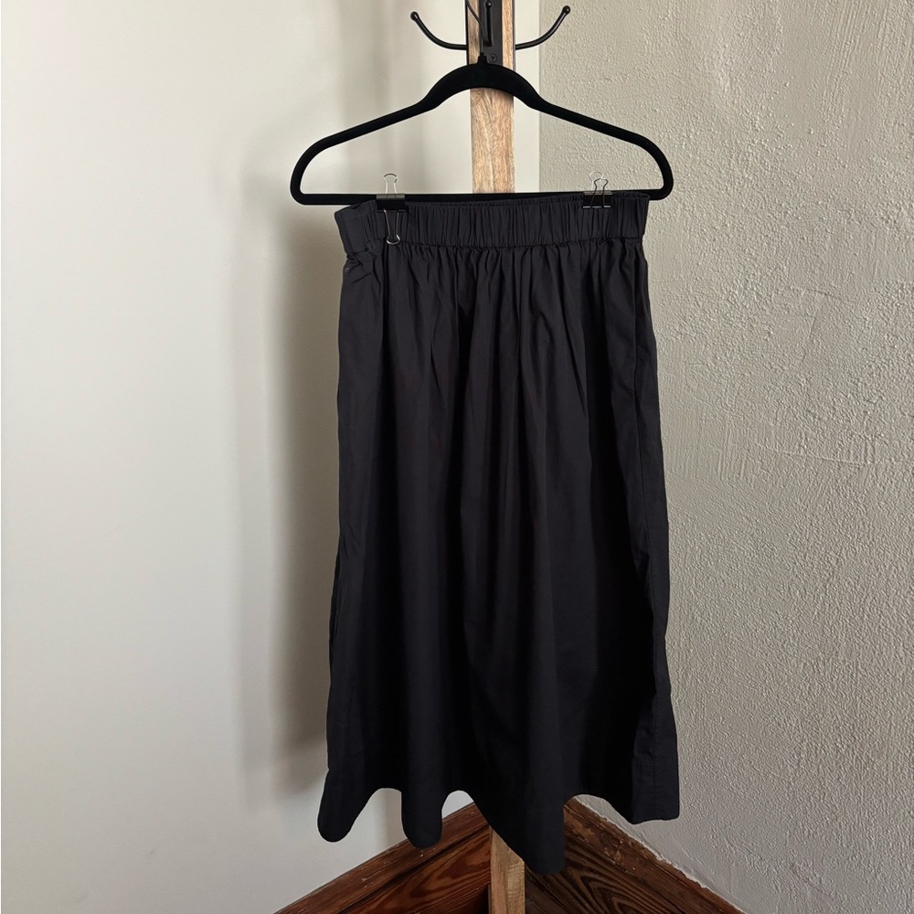 Black Nordstrom A-Line Poplin Skirt | Black Midi Skirt | Retro A-Line Skirt
